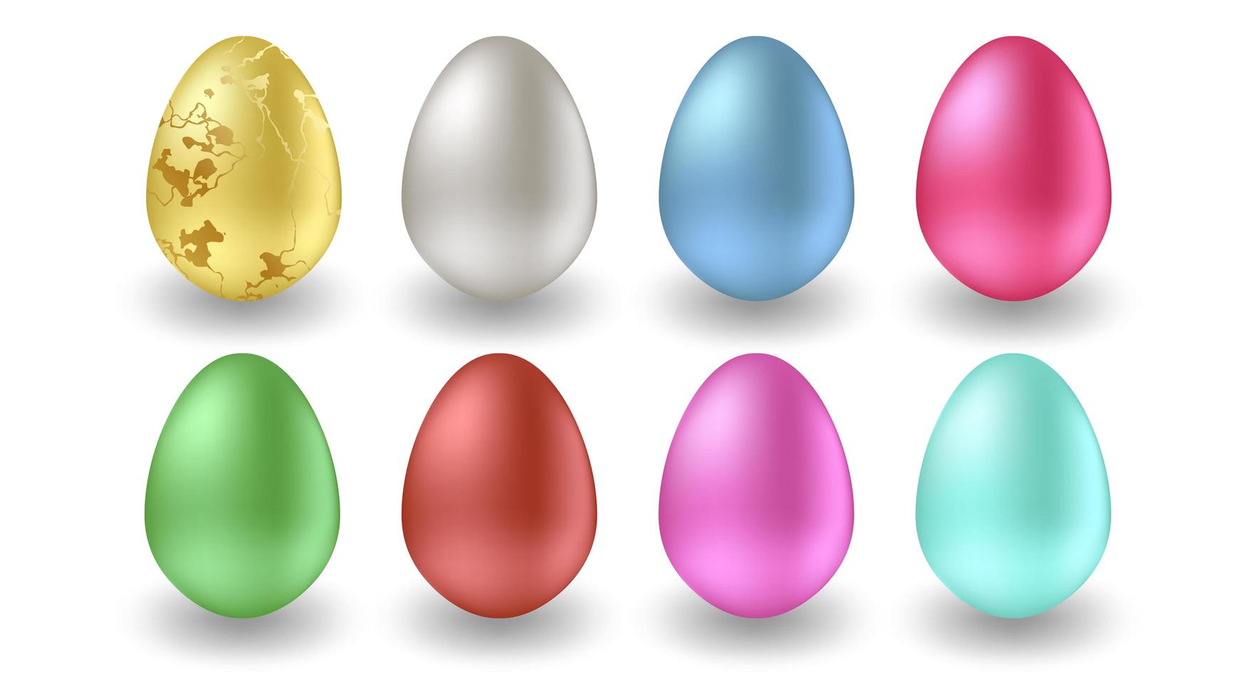 Set of realistic Easter eggs on white background vector