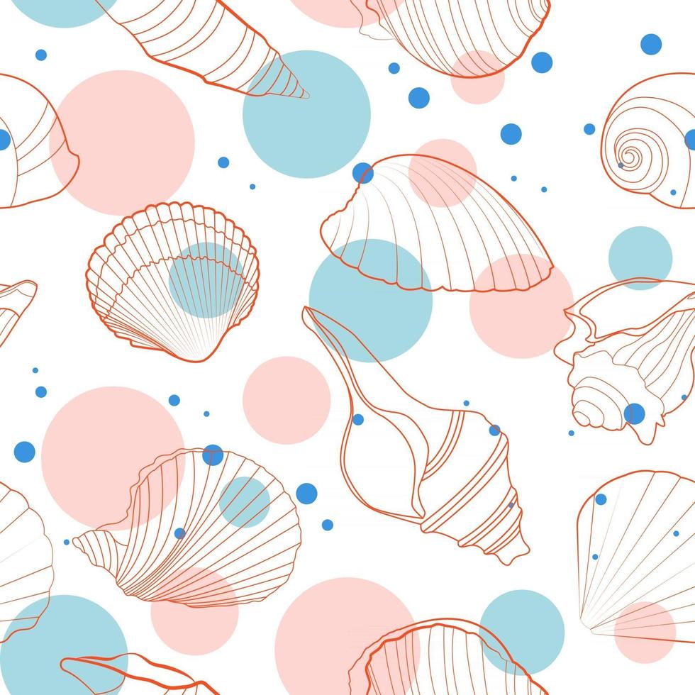 frescura vibraciones conchas marinas de patrones sin fisuras vector