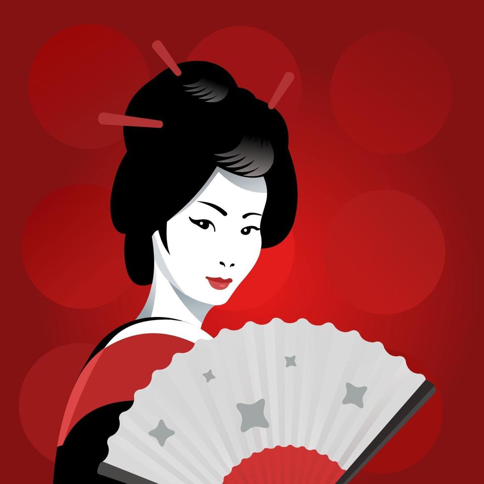 Japanese geisha girl vector