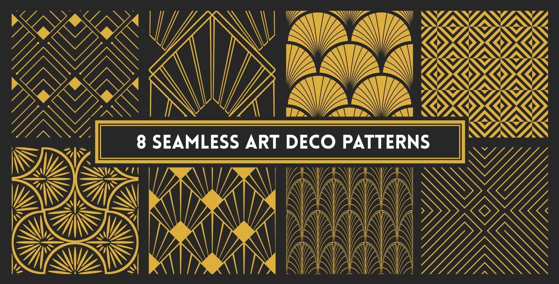 Elegante conjunto de patrones de diseño sin costuras art deco vector