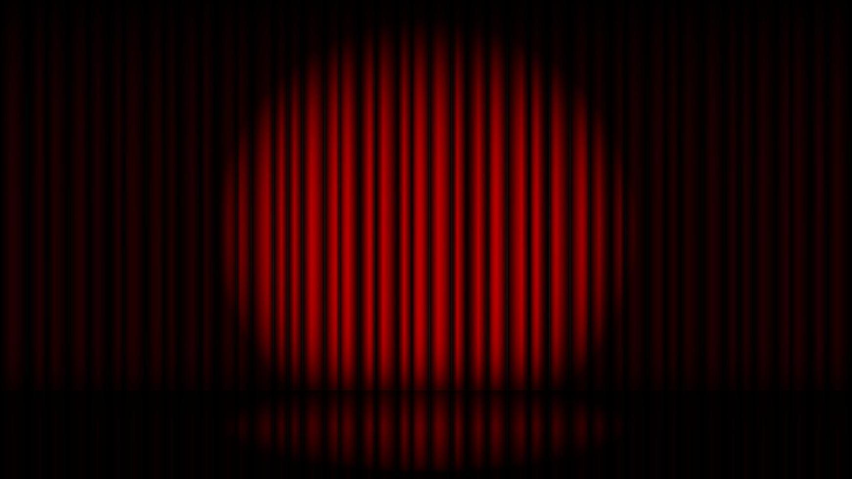 Stage with red curtain and spot light vector illustration