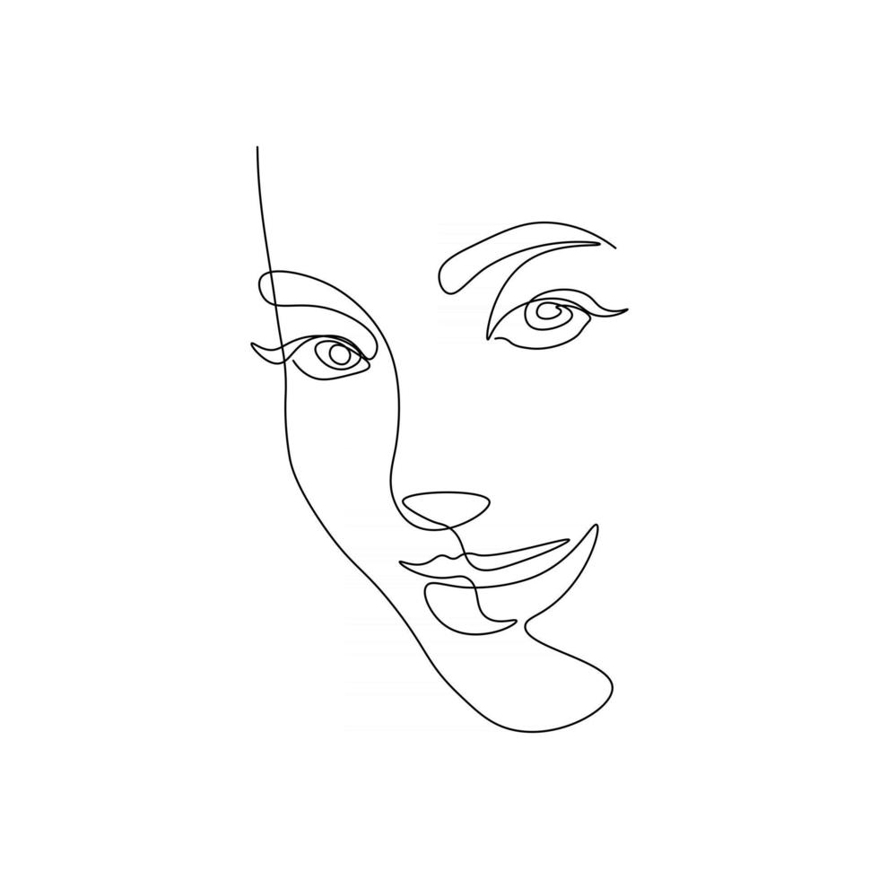 art woman one line Faces vector