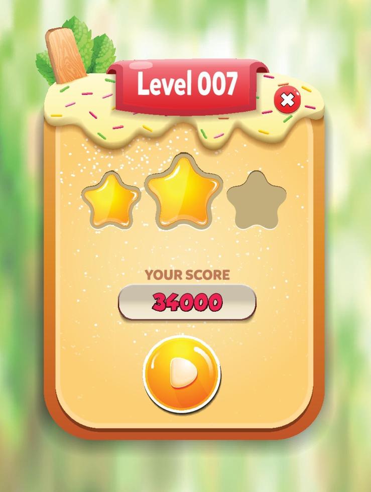 Level selection game menu scene with buttons  loading bar and stars Pro Vector