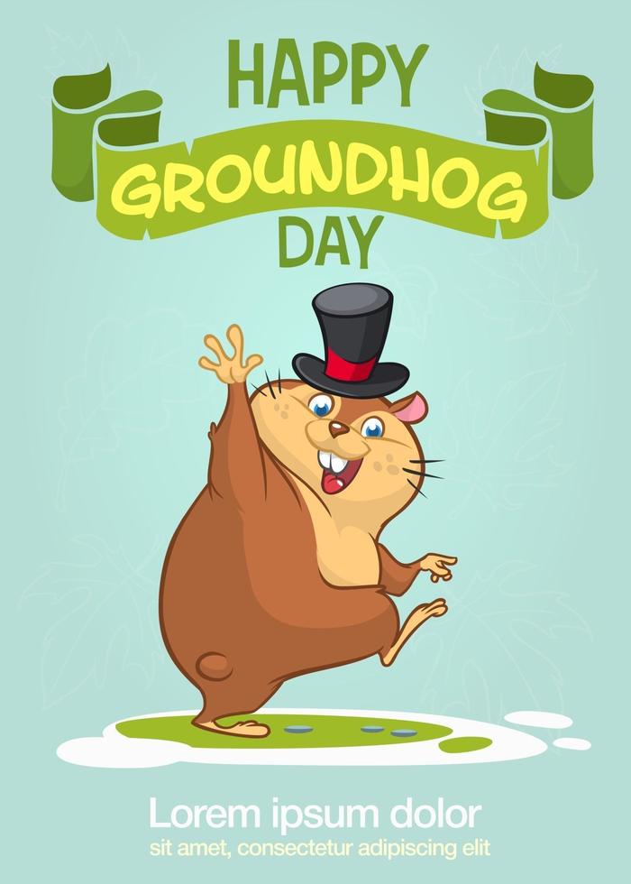 feliz marmota de dibujos animados en su día ilustración vectorial vector