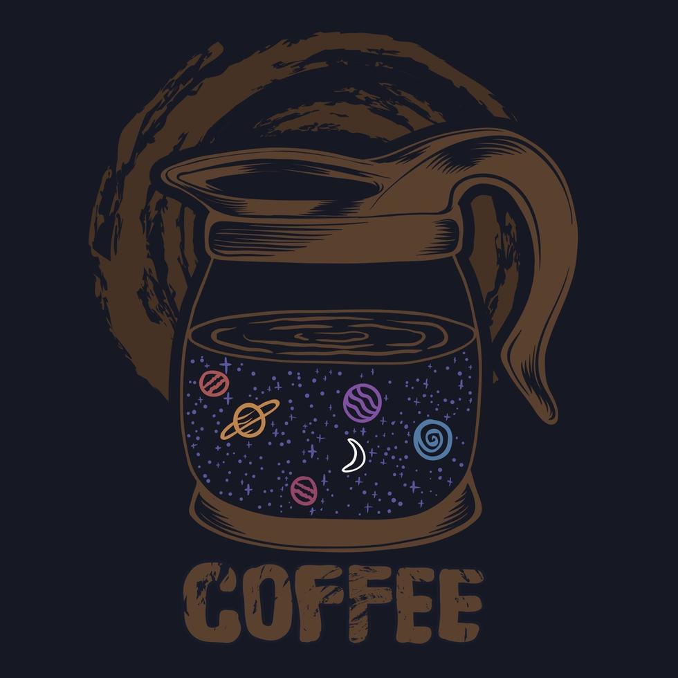 Ilustración de vector de cafetera de galaxia