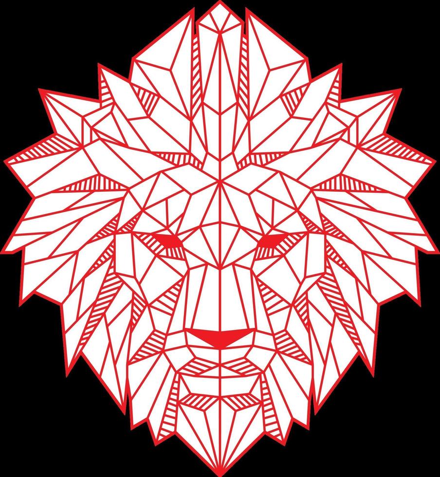 Abstract Low Polygon Lion Head Red Color Vector Illustration