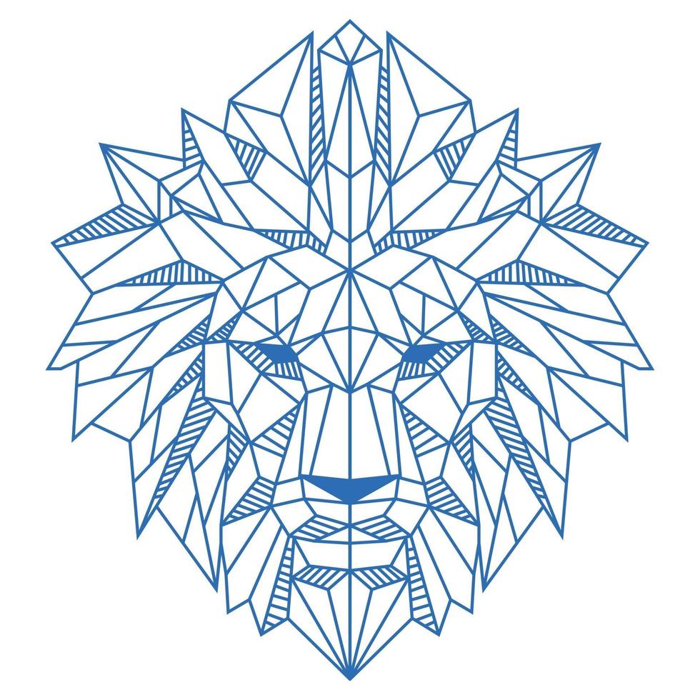 Abstract Low Polygon Lion Head Blue and White Color Vector Illustration