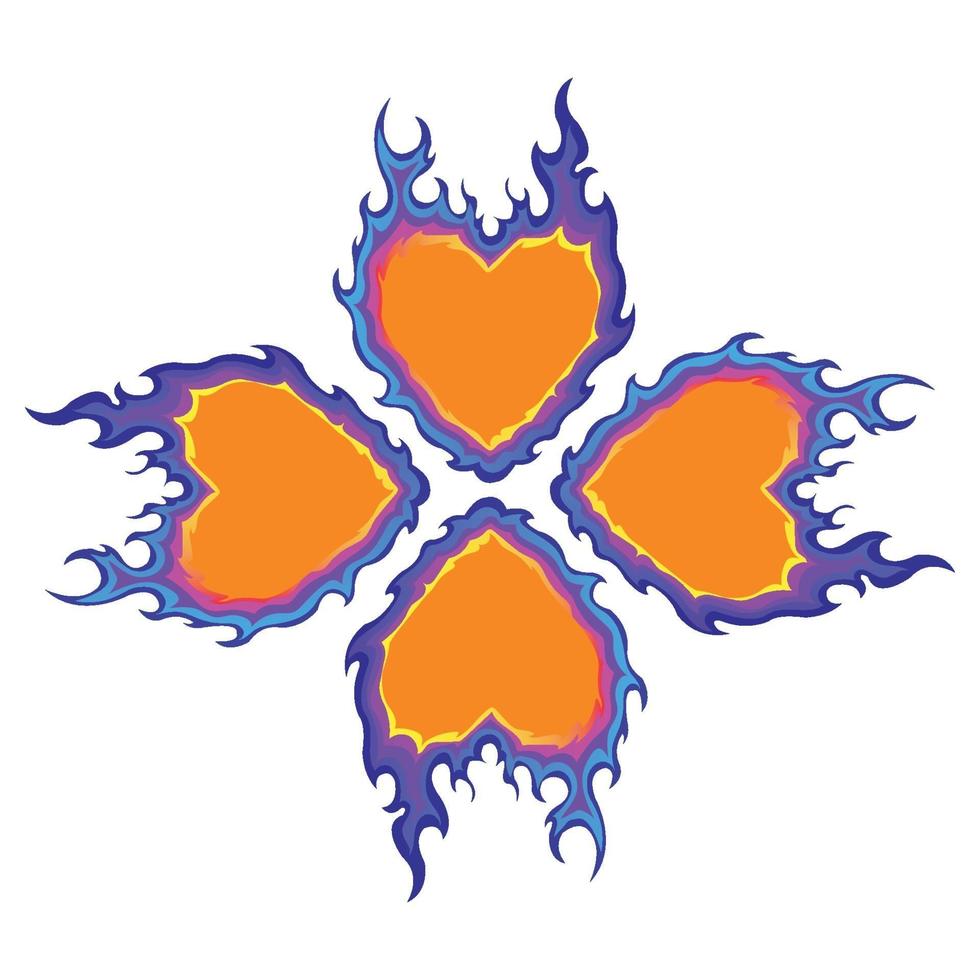 Orange And Purple Color Burning Flame Shaped Four Leaf Clover Vector Pattern