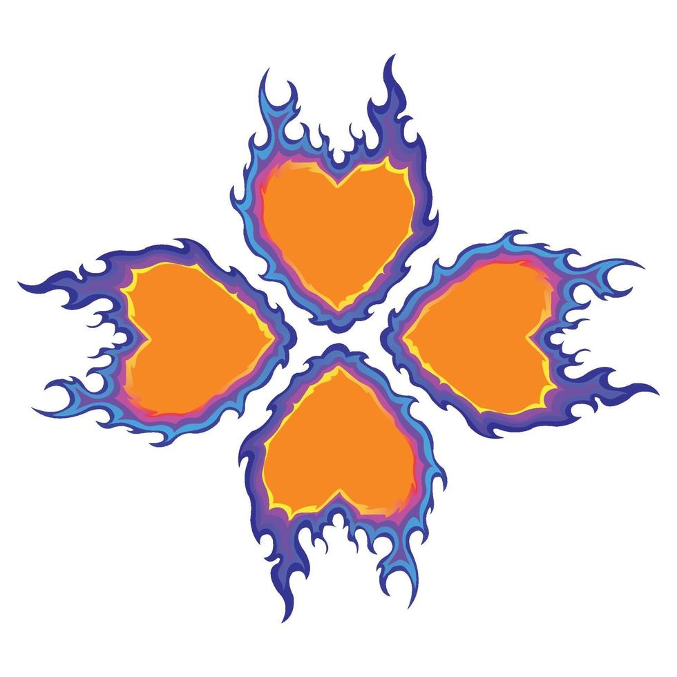 Orange And Purple Color Burning Flame Shaped Four Leaf Clover Vector Pattern