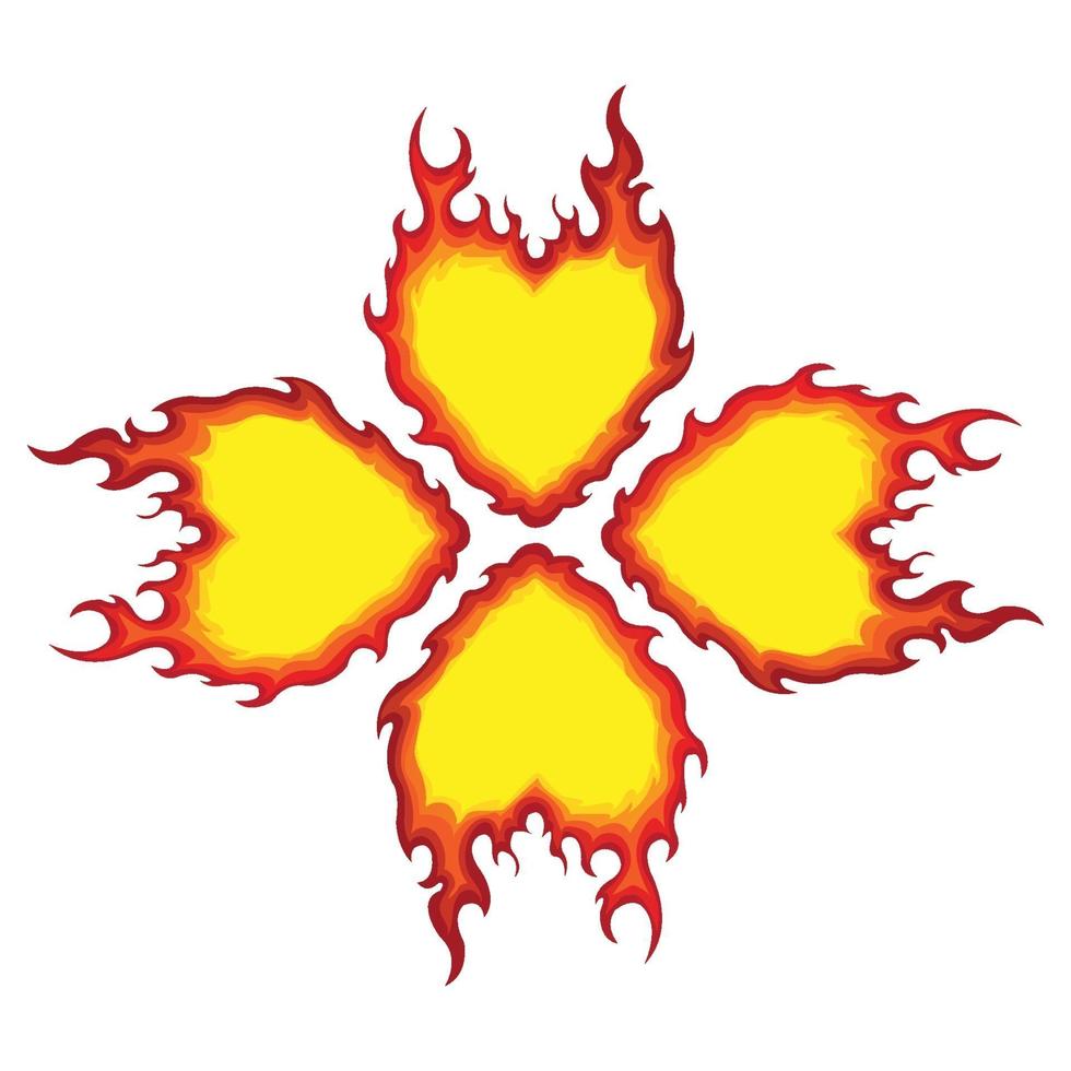 Burning Flame Shaped Four Leaf Clover Vector Pattern