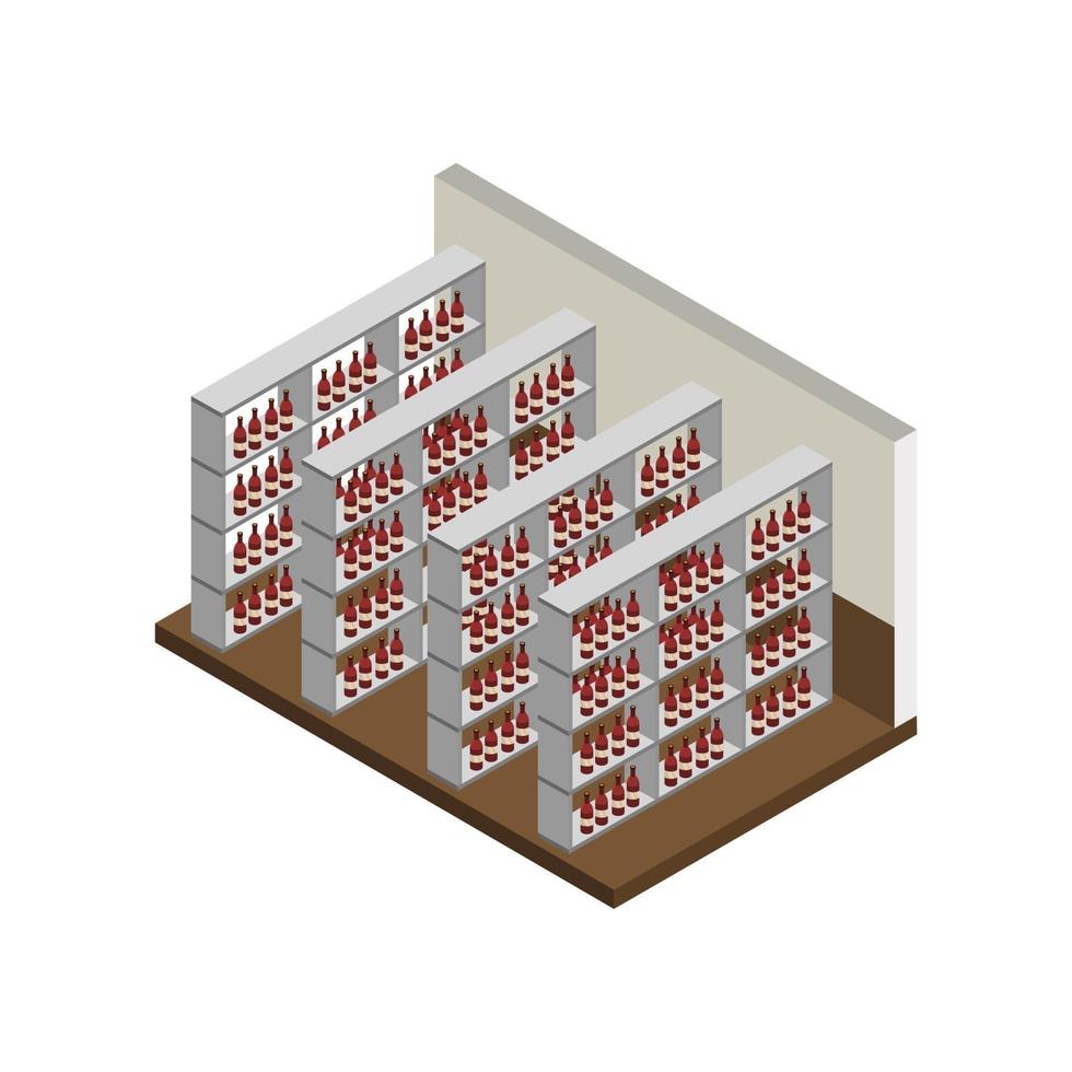 sala de bodega isométrica vector