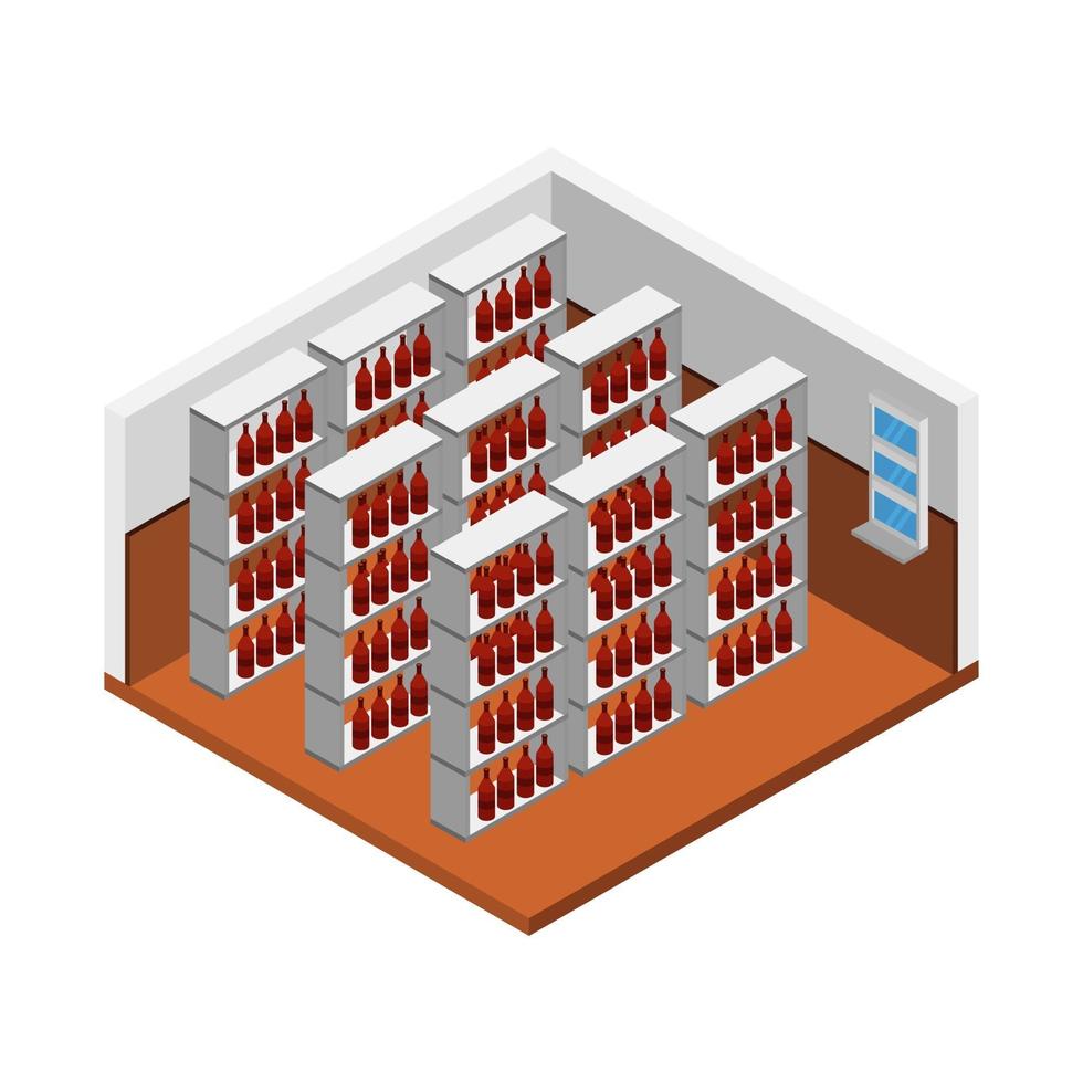 Isometric Wine Cellar Room vector