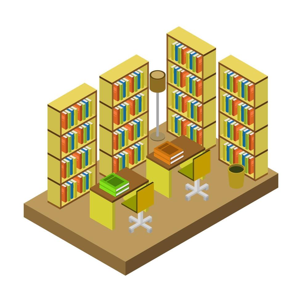 Isometric Library Room vector