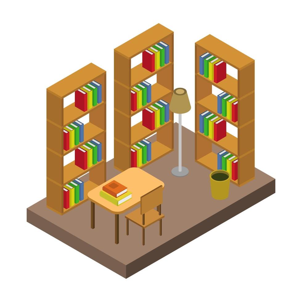 Isometric Library Room vector