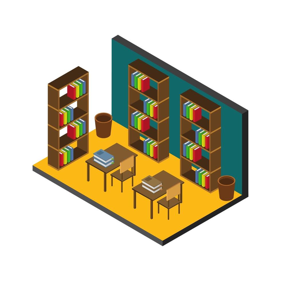 Isometric Library Room vector