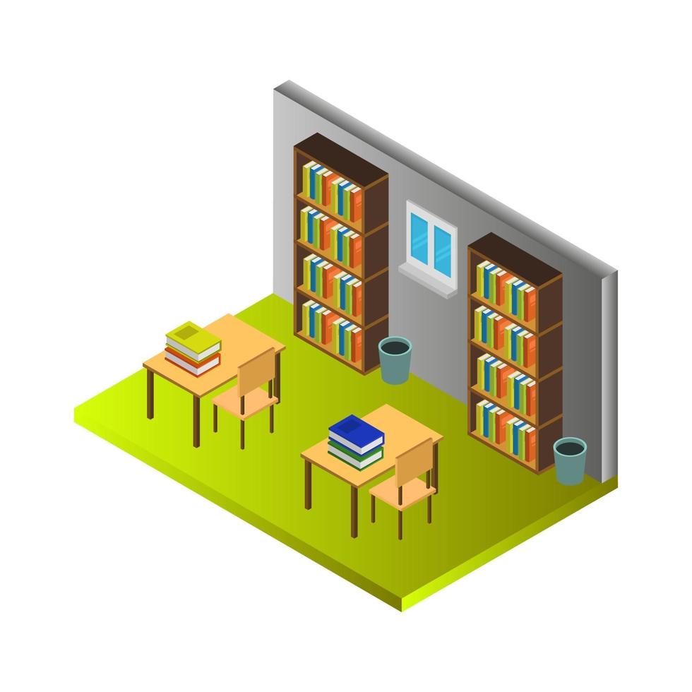 Isometric Library Room vector