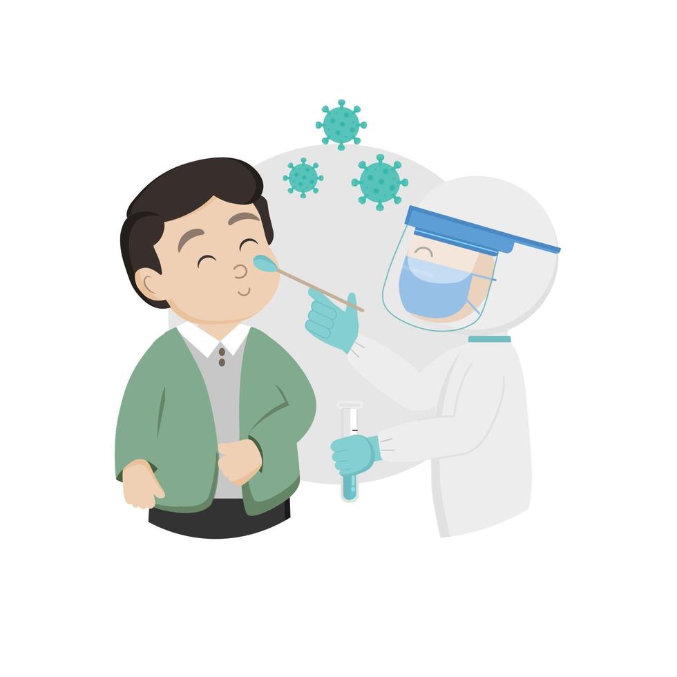 Covid 19 nasal swab test flat illustration vector