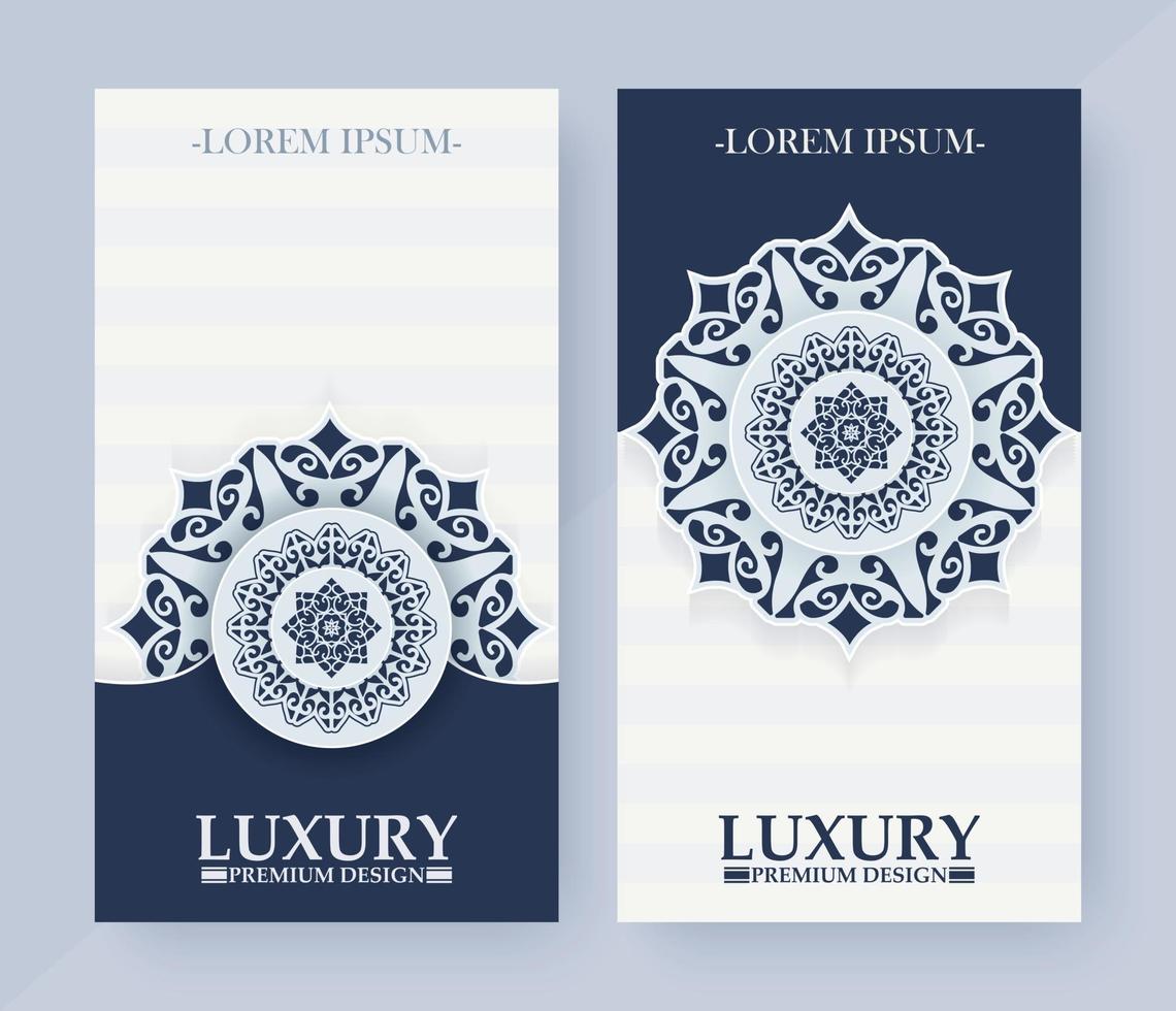 Vertical background card with mandala design vector