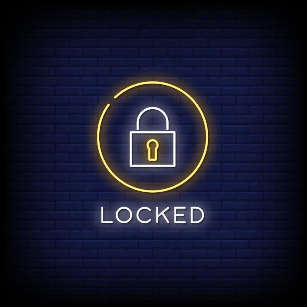 Locked Neon Signs Style Text Vector