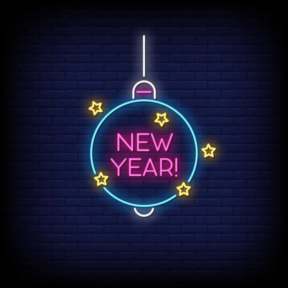 New Year Neon Signs Style Text Vector