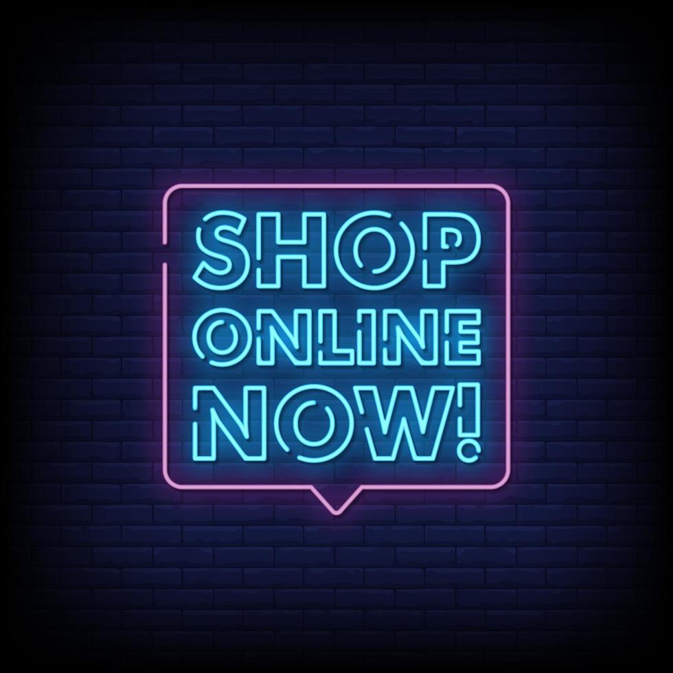 Shop Online Now Neon Signs Style Text Vector