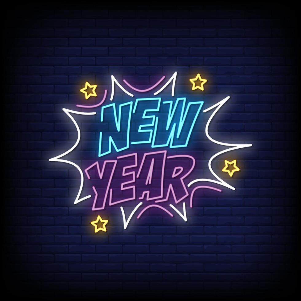 New Year Neon Signs Style Text Vector