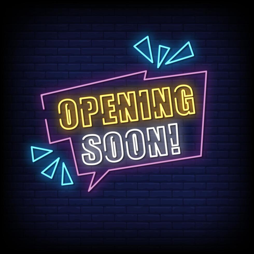 Opening Soon Neon Signs Style Text Vector
