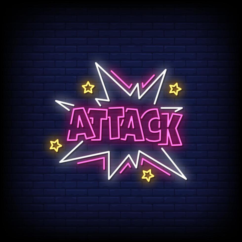 Attack Neon Signs Style Text Vector