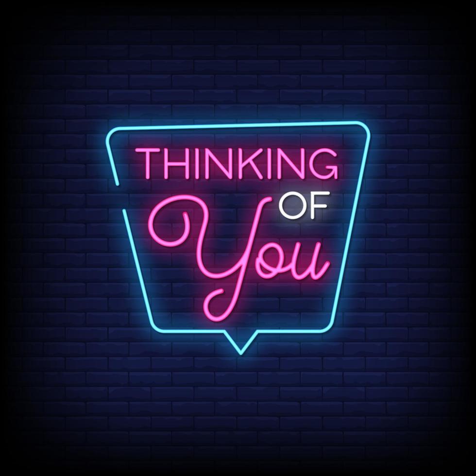 Thinking Of You Neon Signs Style Text Vector