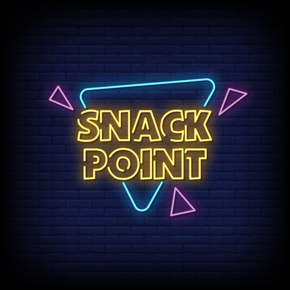 snack point letreros de neón estilo texto vector