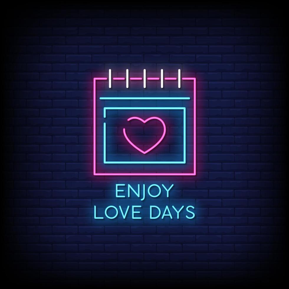 Enjoy Love Day Neon Signs Style Text Vector