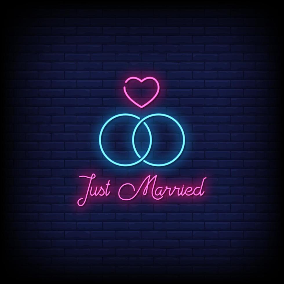 Just Married Neon Signs Style Text Vector