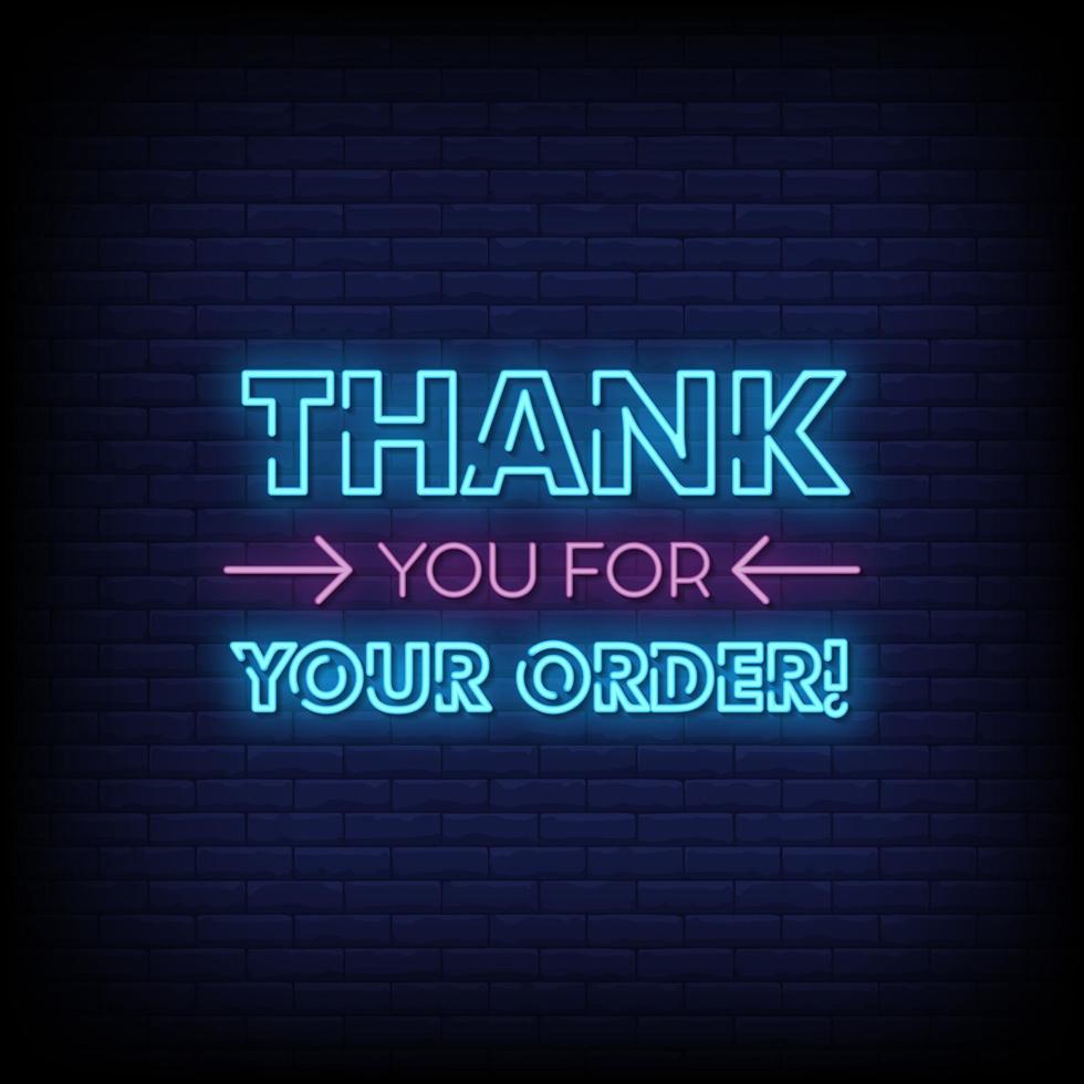 Thank You For Your Order Neon Signs Style Text Vector