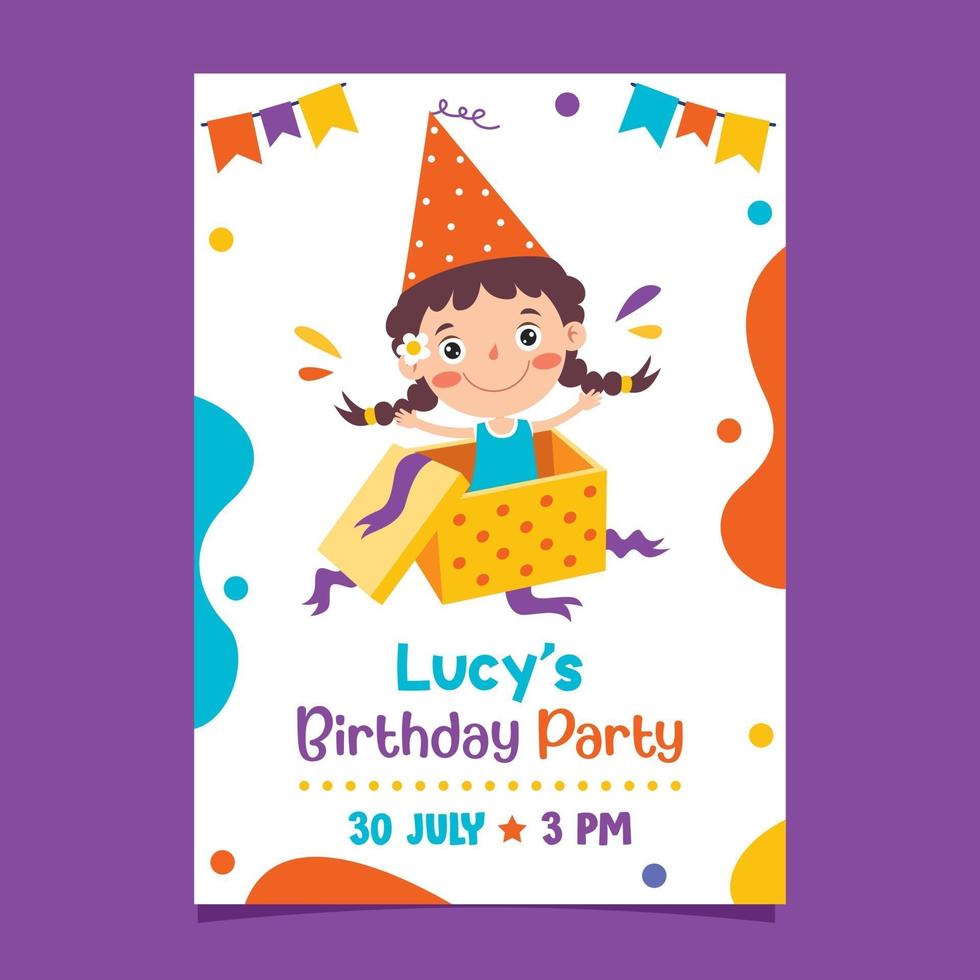 Cute Colorful Birthday Card Template vector