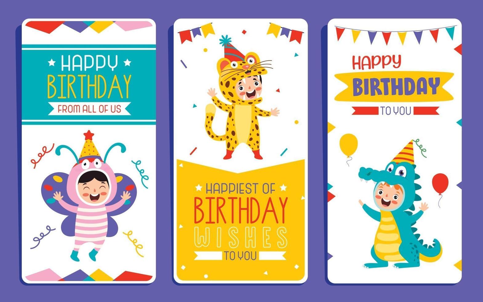 Cute Colorful Birthday Card Template vector