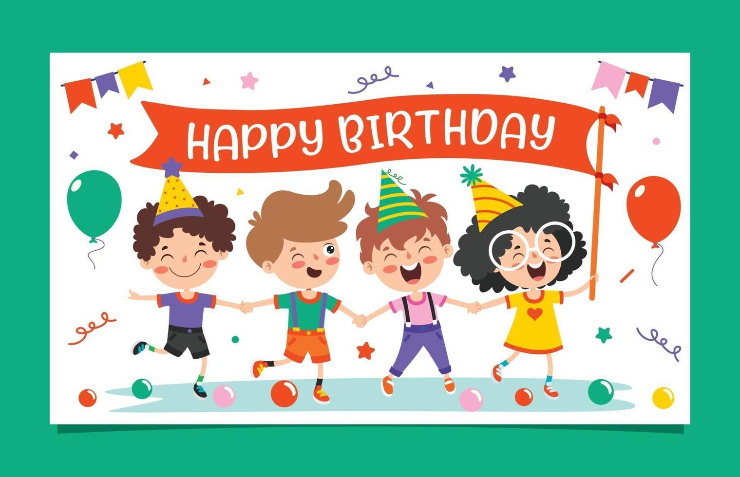 Cute Colorful Birthday Card Template vector