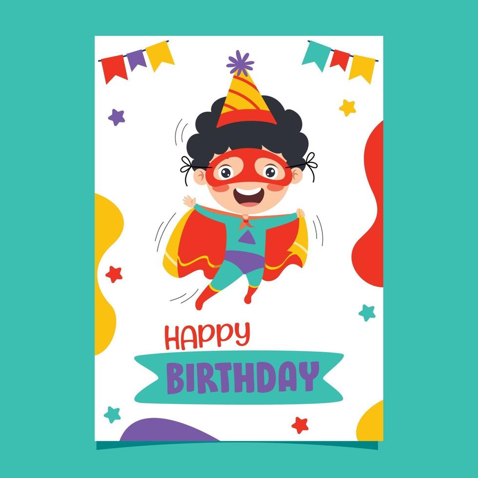 Cute Colorful Birthday Card Template vector