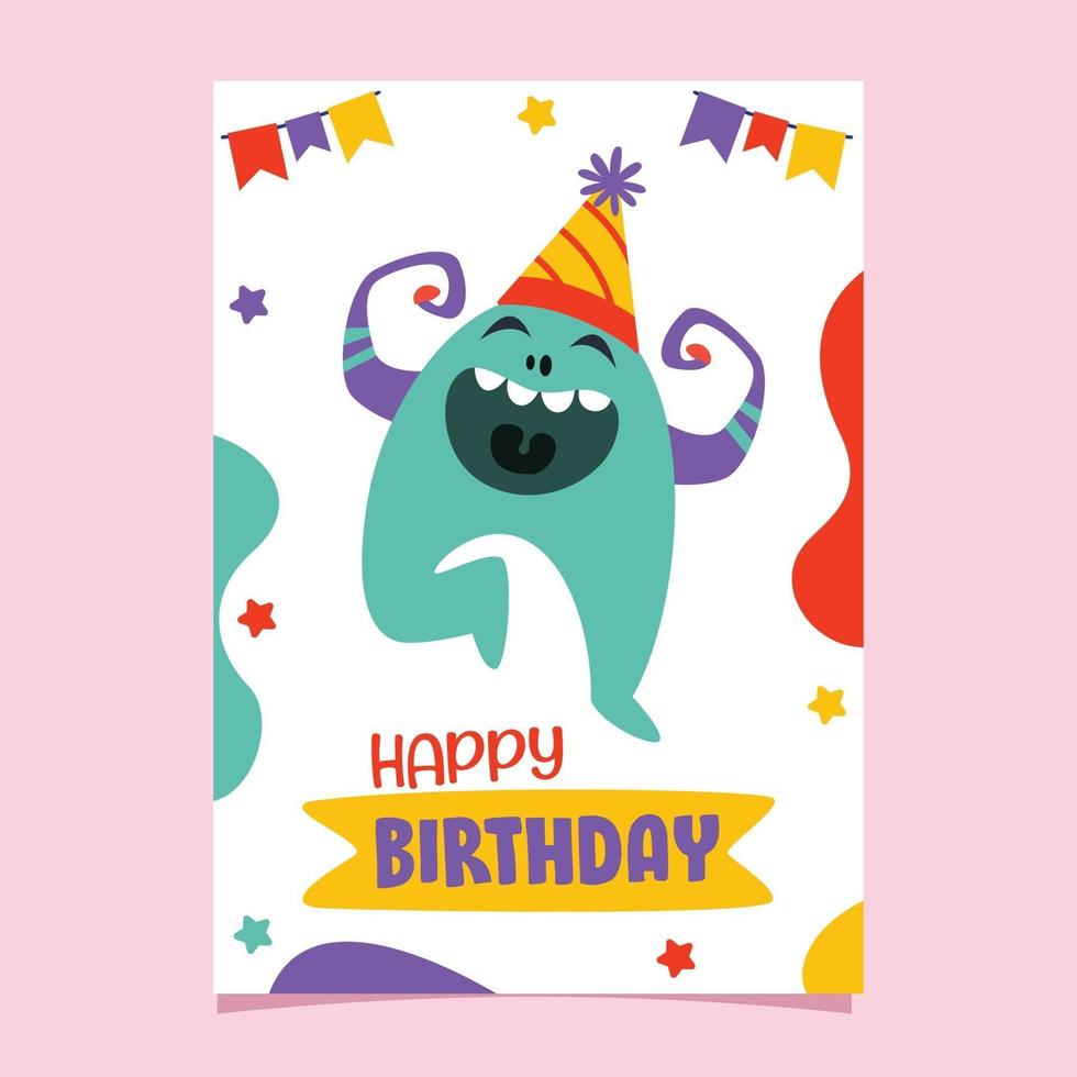 Cute Colorful Birthday Card Template vector