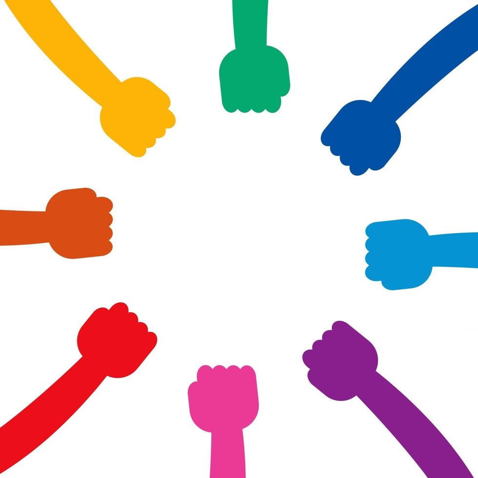 Teamwork colorful hands in circle design vector