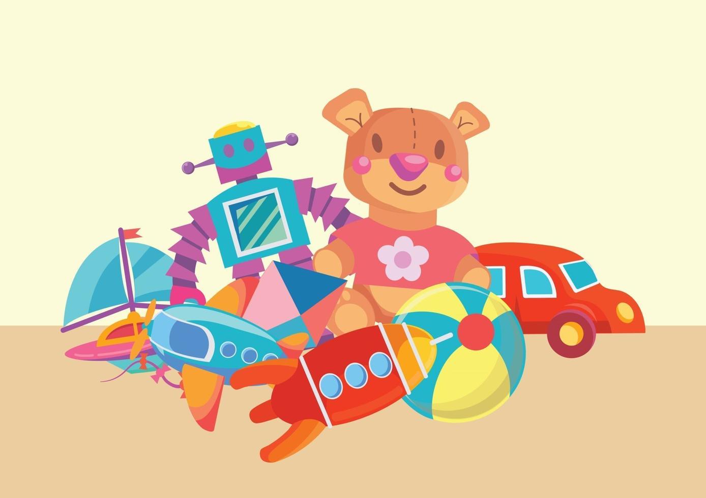 robots teddy bear car ball bost etc vector