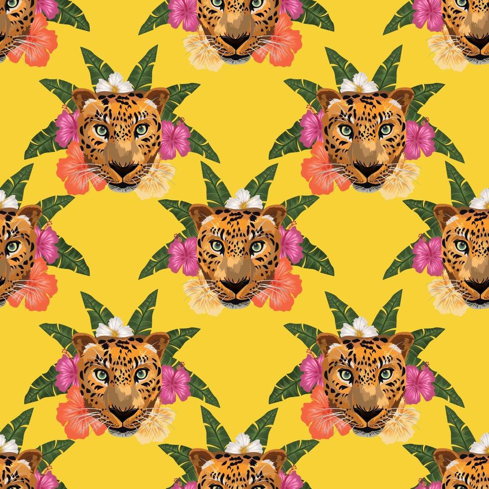 tigers and tropical florals seamless vector
