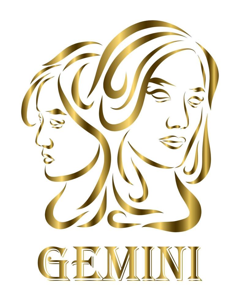 arte lineal del zodiaco géminis vector