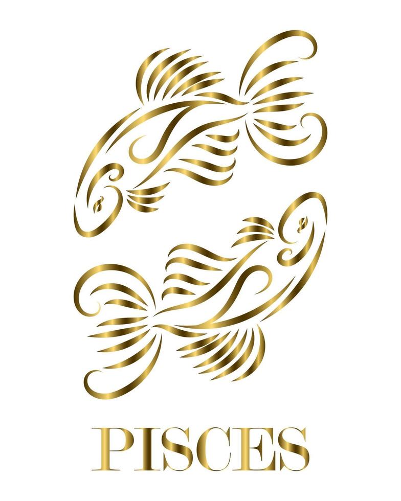 Pisces zodiac line art vector