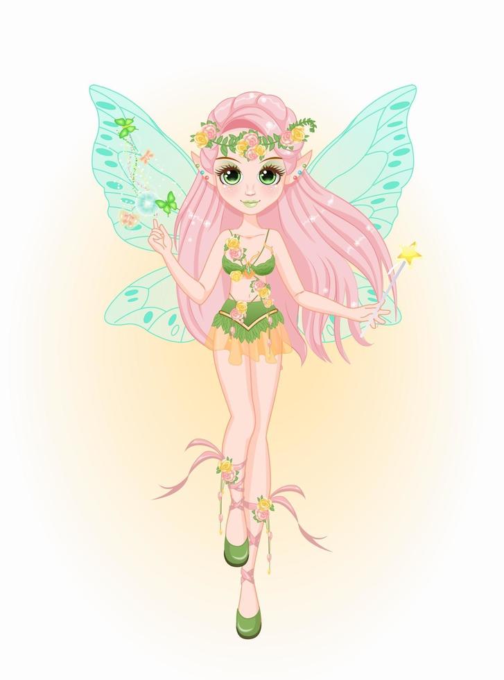 cute nature fairy vector girl