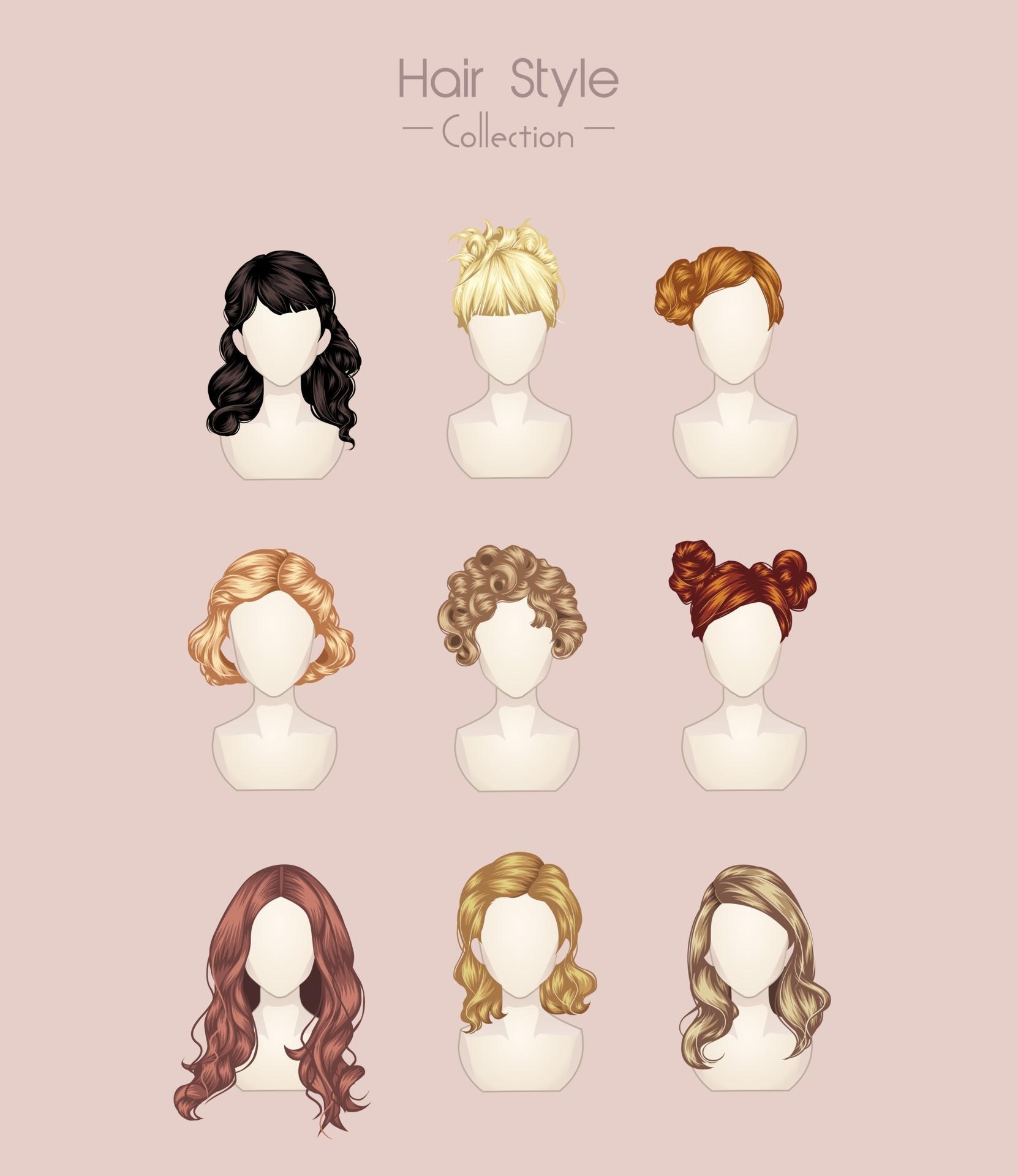 hair styles vector illustrations 2405680 Vector Art at Vecteezy