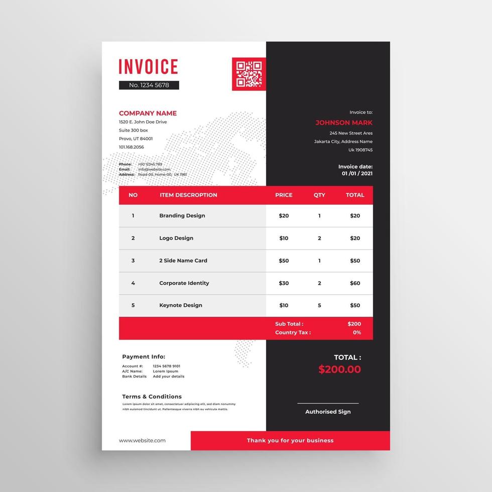 Business invoice template vector