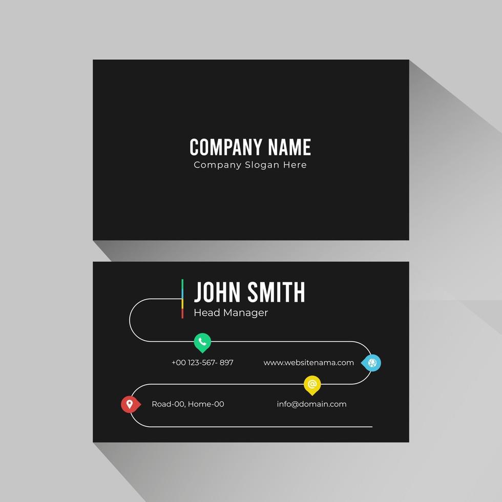 Black business card design template vector