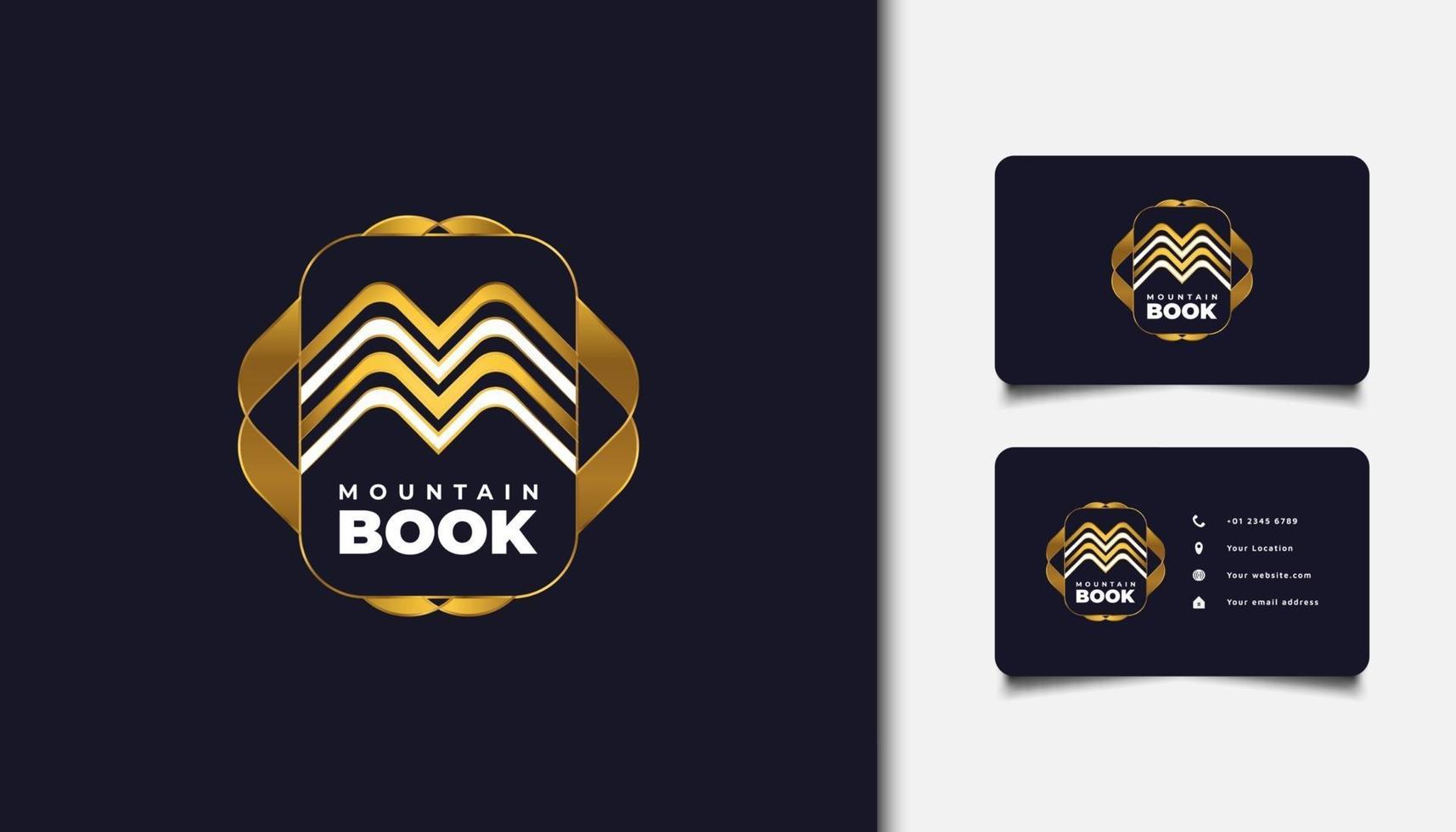 Mountain Book Logo with Initial Letter M in Gold Gradient vector