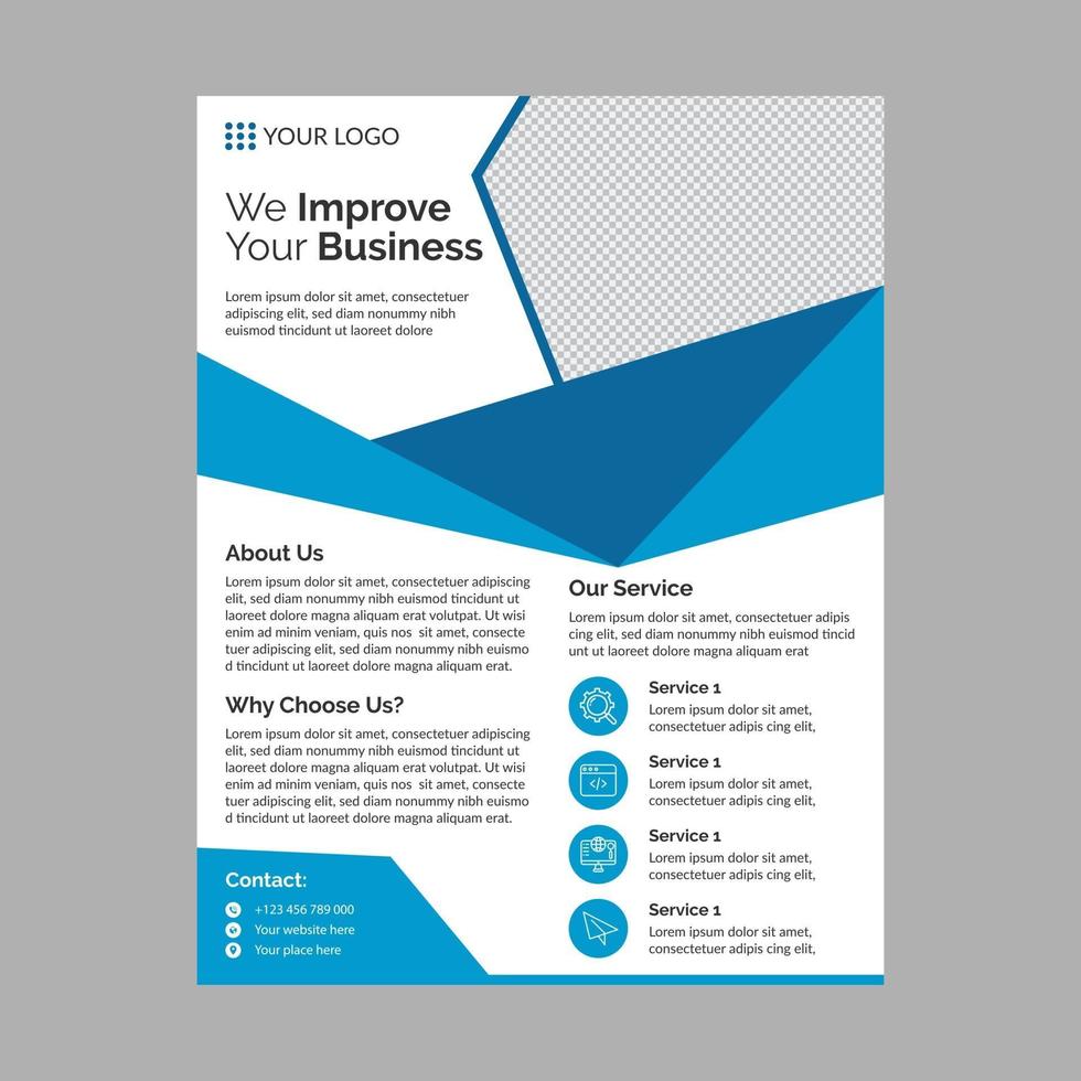 Abstract corporate blue flyer template vector