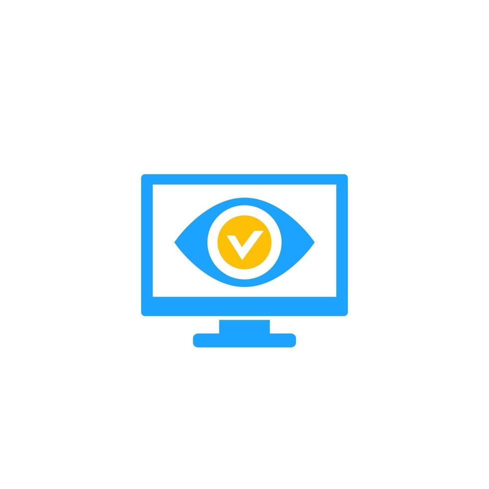 Monitoring icon with eye on screen vector